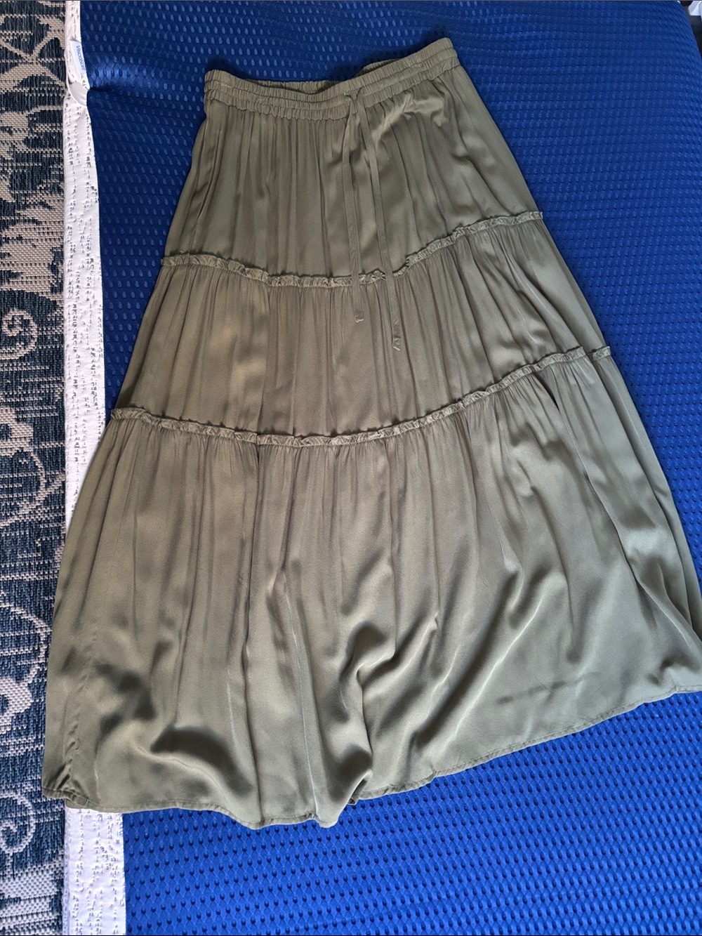 Olive Tiered Maxi Skirt - Women size L
